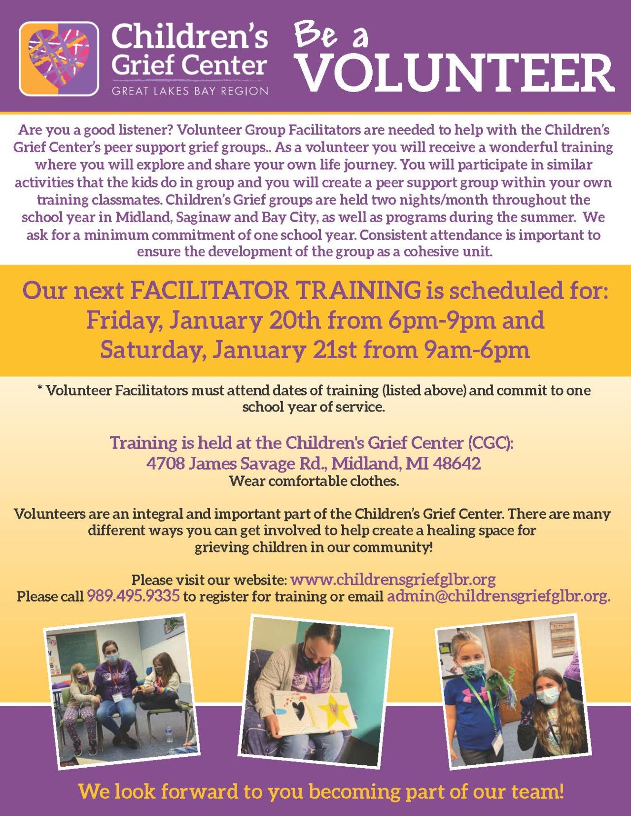 Volunteer Training Children's Grief Center GLBR